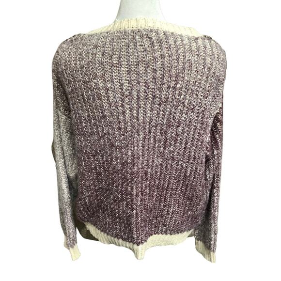 GeeGee Plum Purple and White Lace-Up Sweater, Size Small Cropped, Cozy, Feminine - Picture 3 of 7
